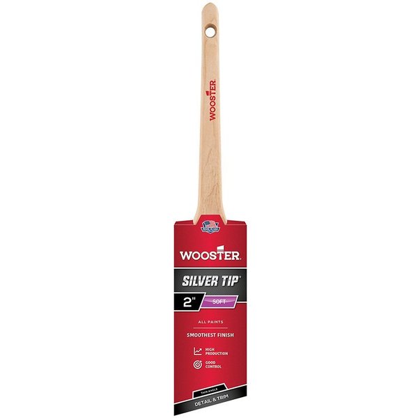 Wooster 2" Thin Angle Sash Paint Brush, Silver CT Polyester Bristle, Wood Handle 5224